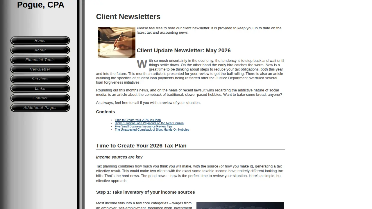 Ronald E. Pogue, CPA page