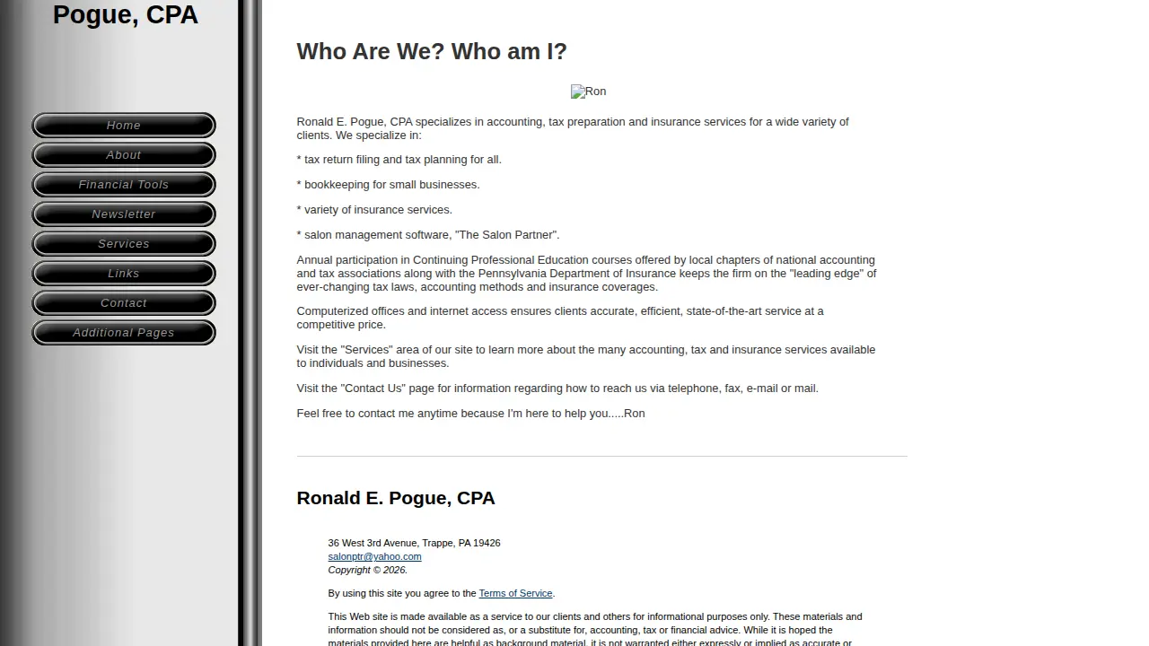 Ronald E. Pogue, CPA page