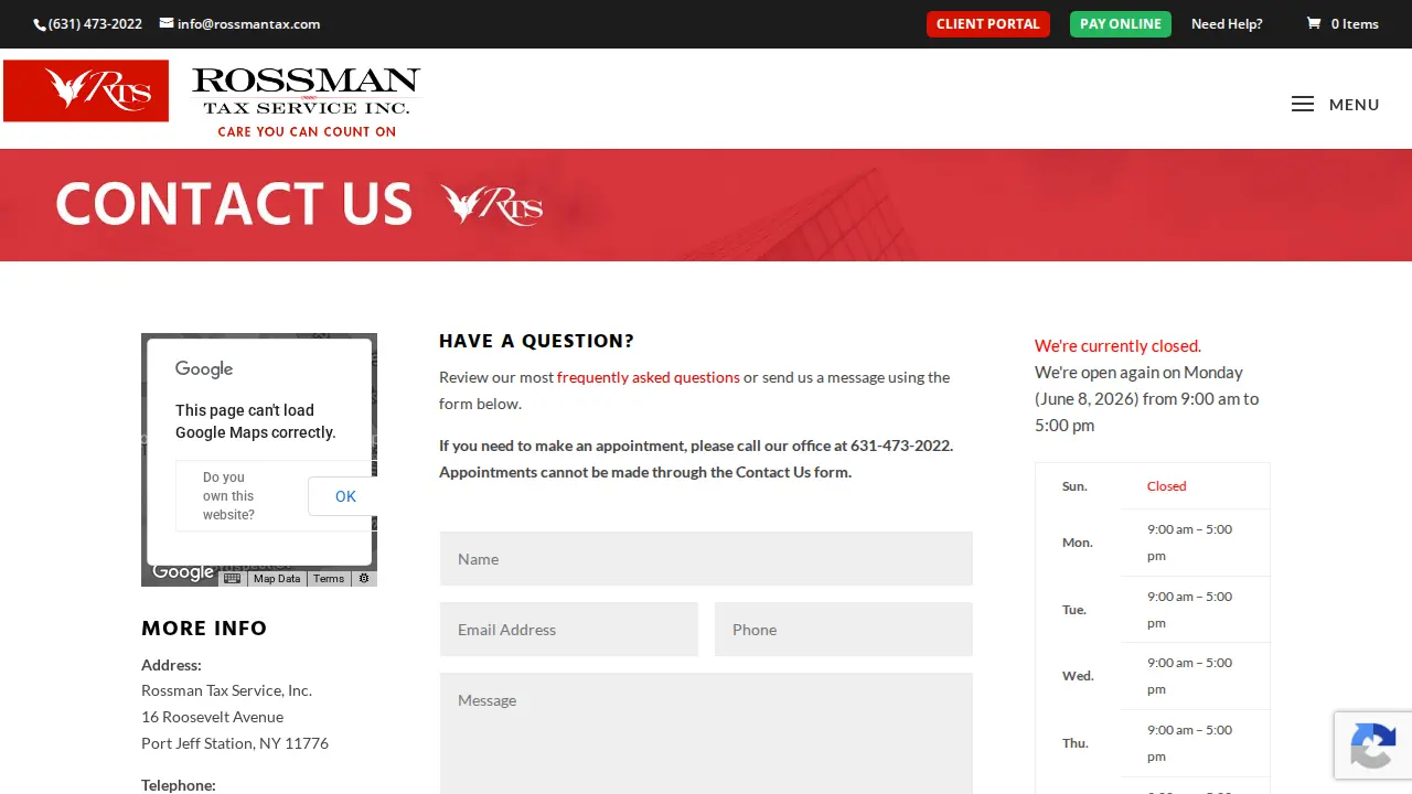 Rossman Tax Services page