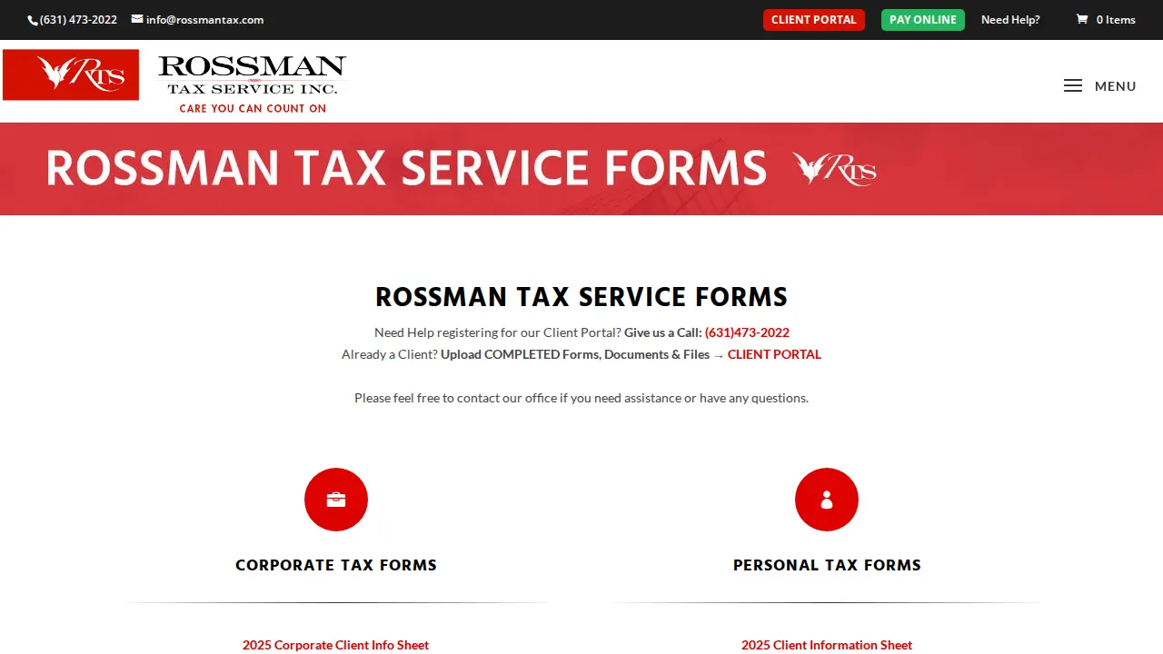 Rossman Tax Services page