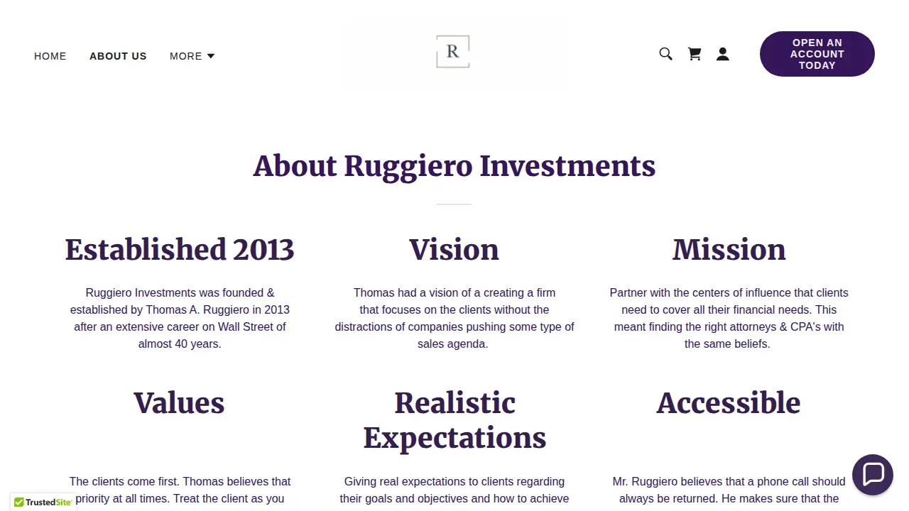 Ruggiero Investments page