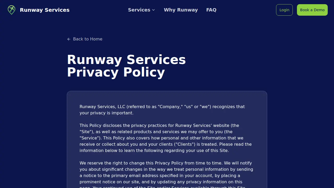Runway Services page