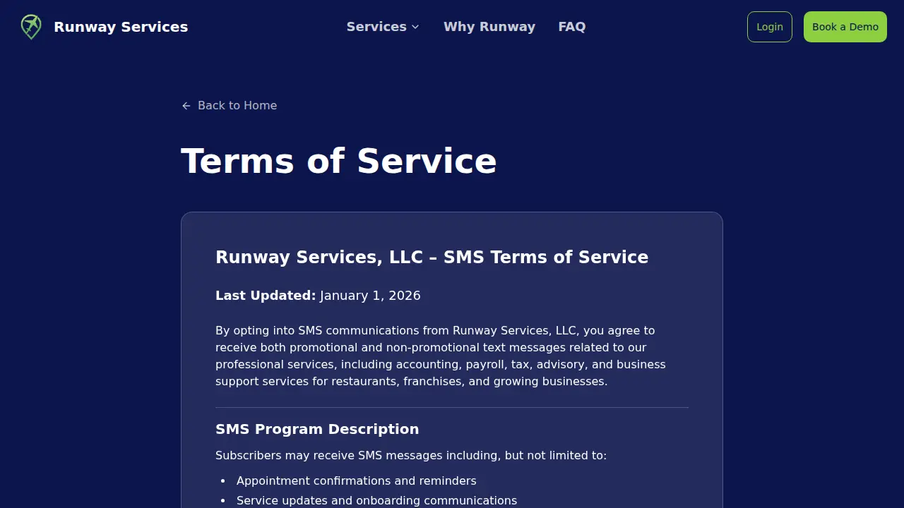 Runway Services page