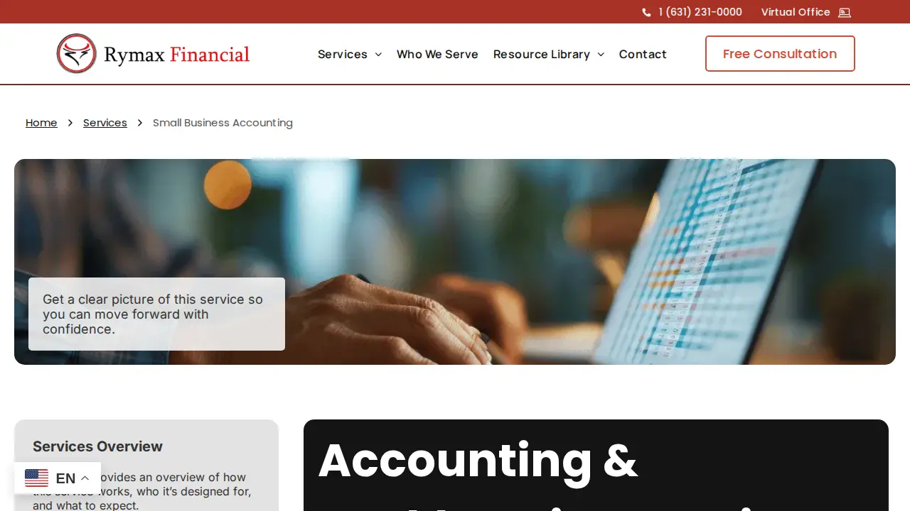 Rymax Financial Tax Service page