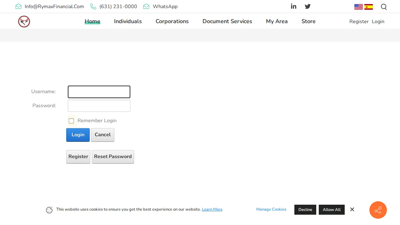 Rymax Financial Tax Service page