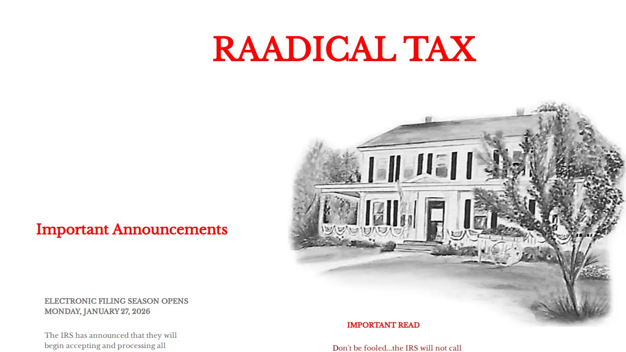 Raadical Tax Services page
