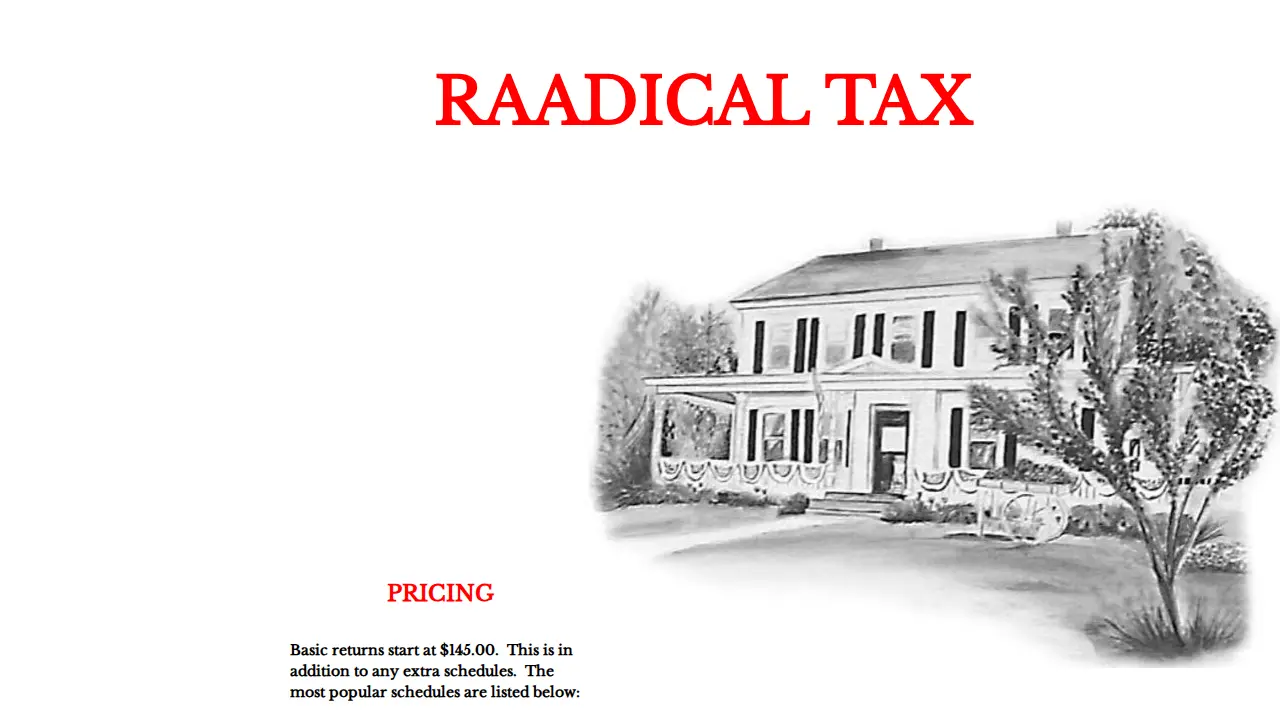 Raadical Tax Services page