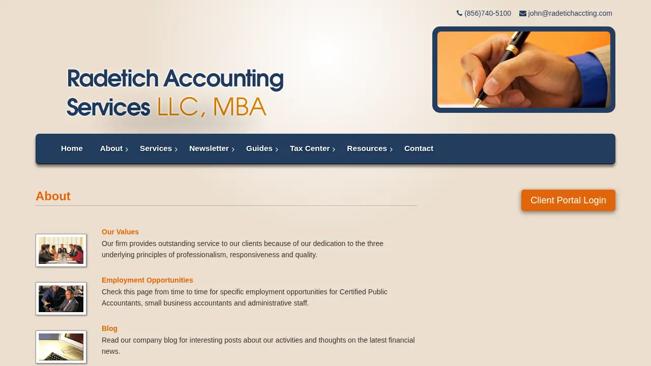 Radetich Accounting Services page