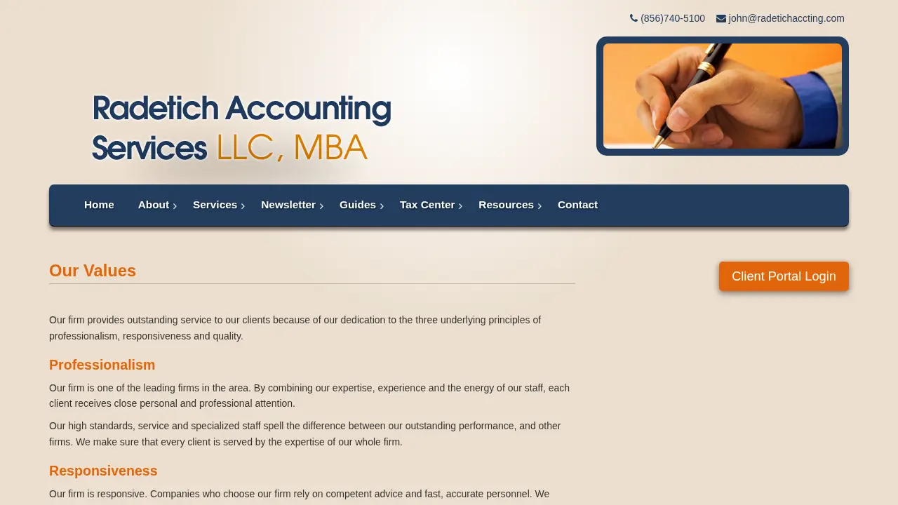 Radetich Accounting Services page