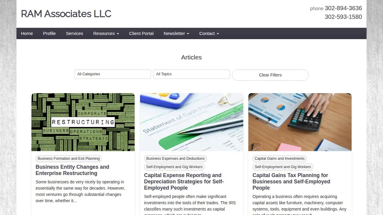 RAM Associates LLC page