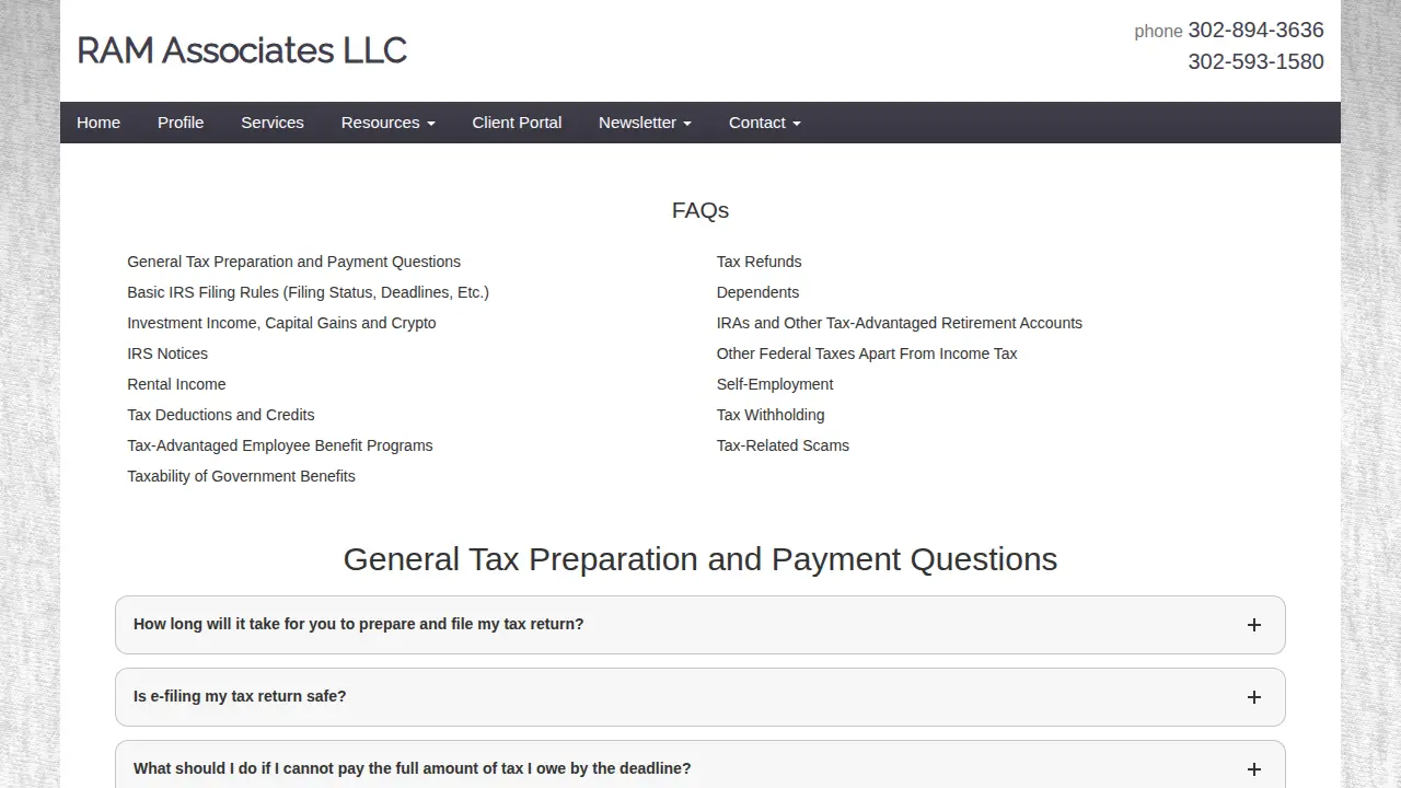 RAM Associates LLC page