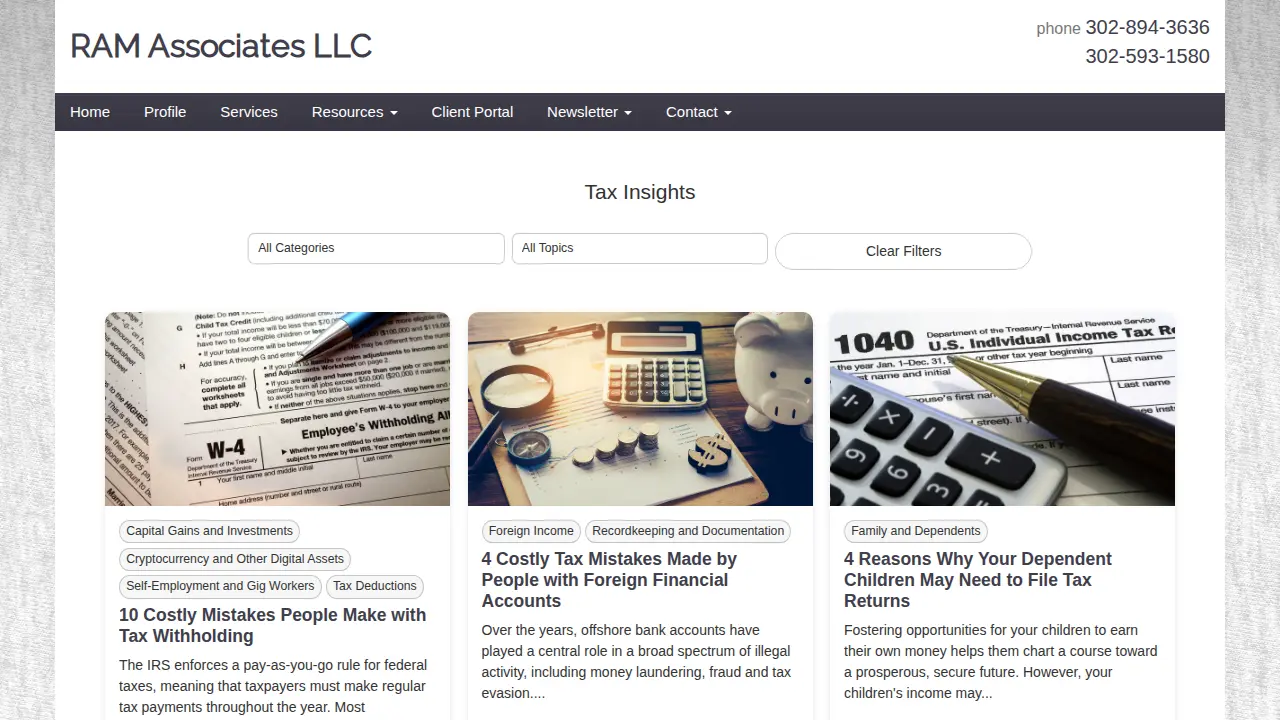 RAM Associates LLC page