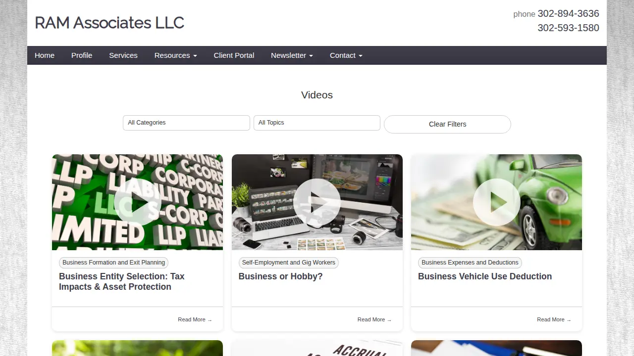 RAM Associates LLC page