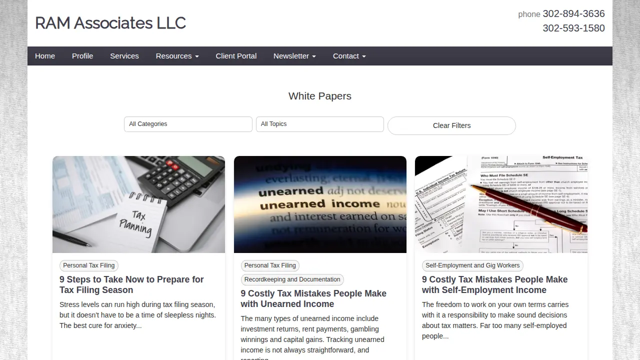 RAM Associates LLC page