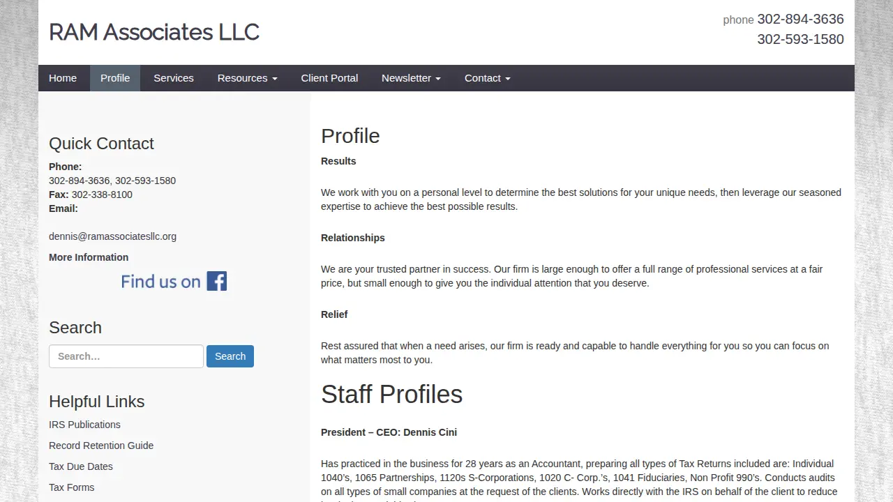 RAM Associates LLC page