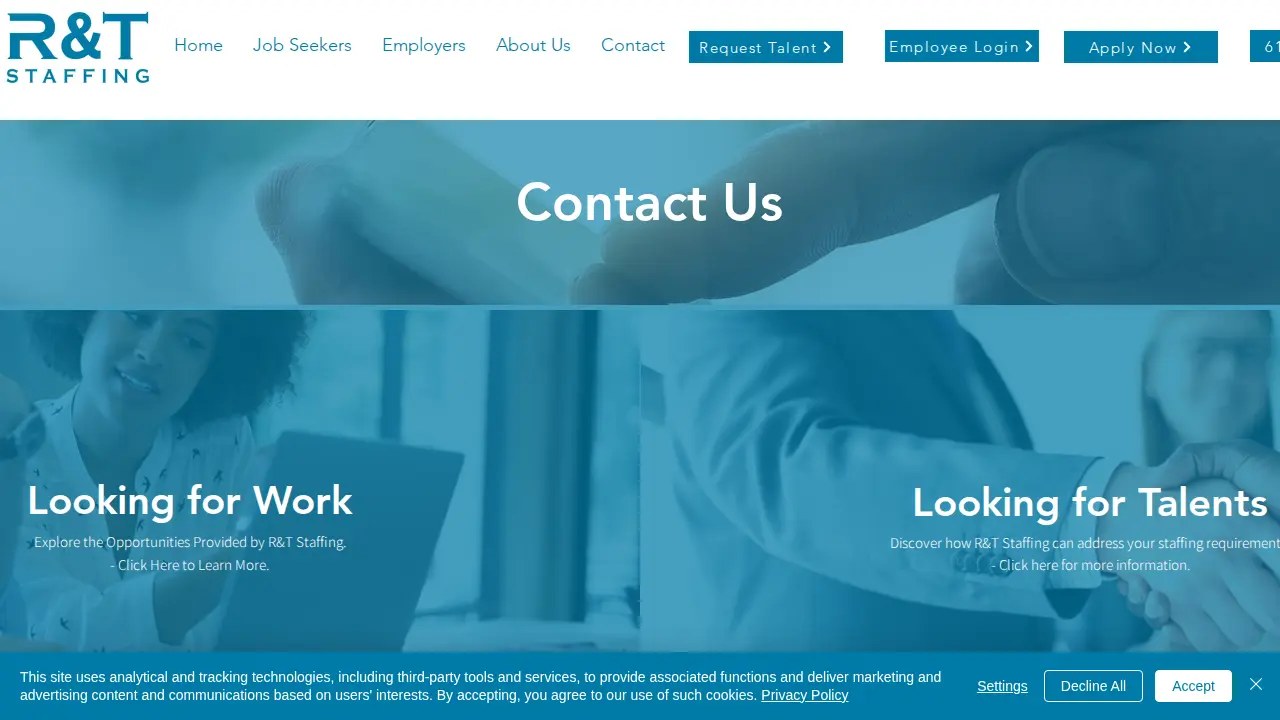 R&T Staffing page