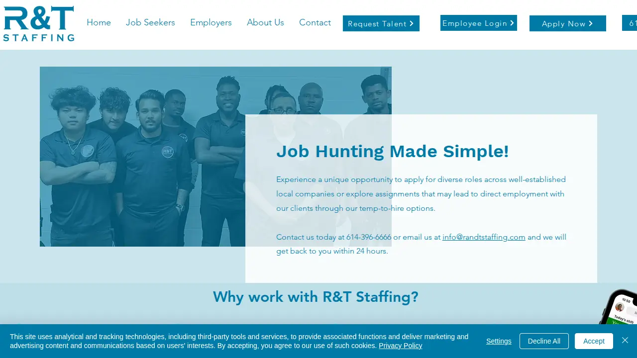 R&T Staffing page