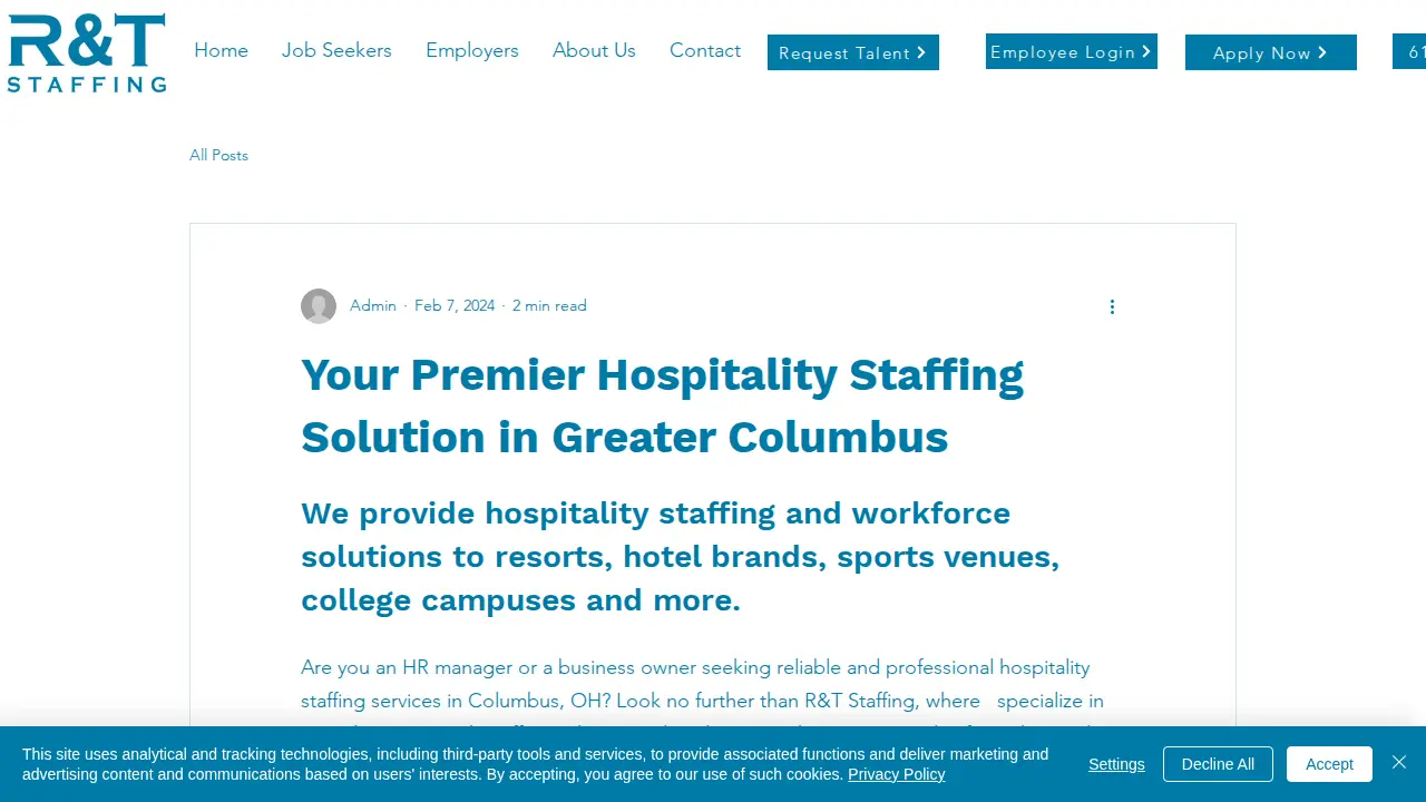 R&T Staffing page