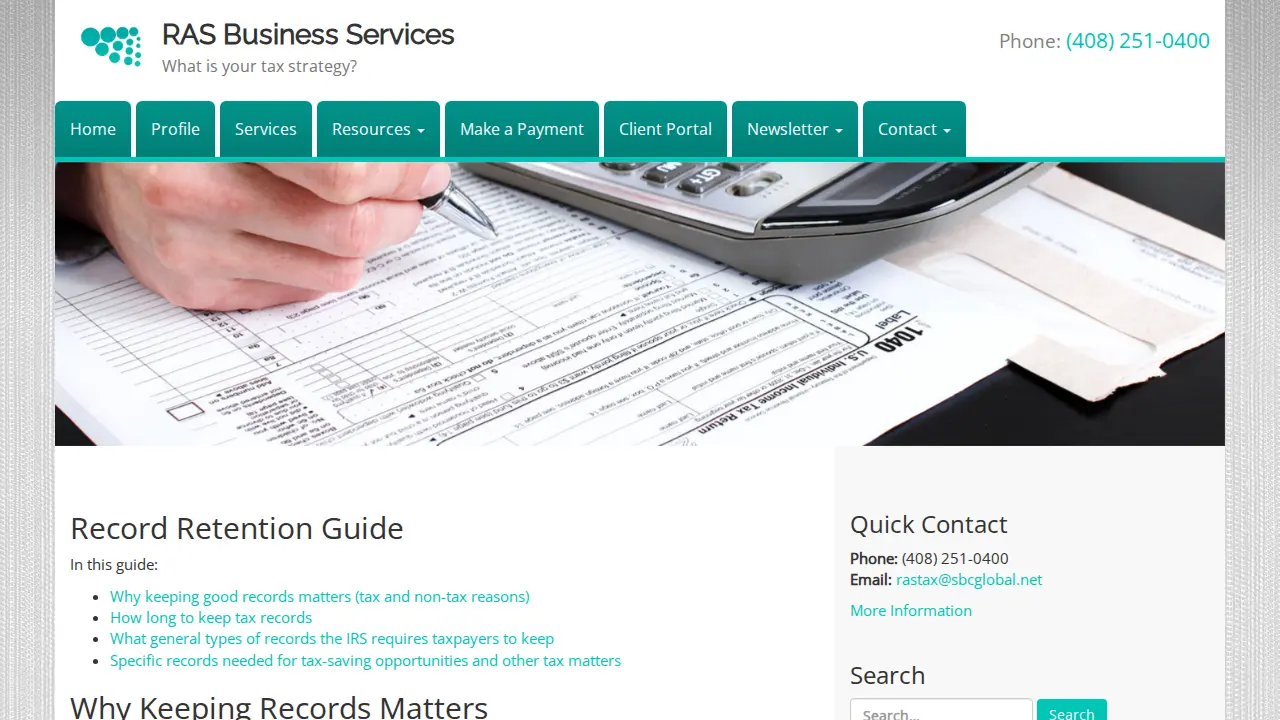 RAS Business Services page