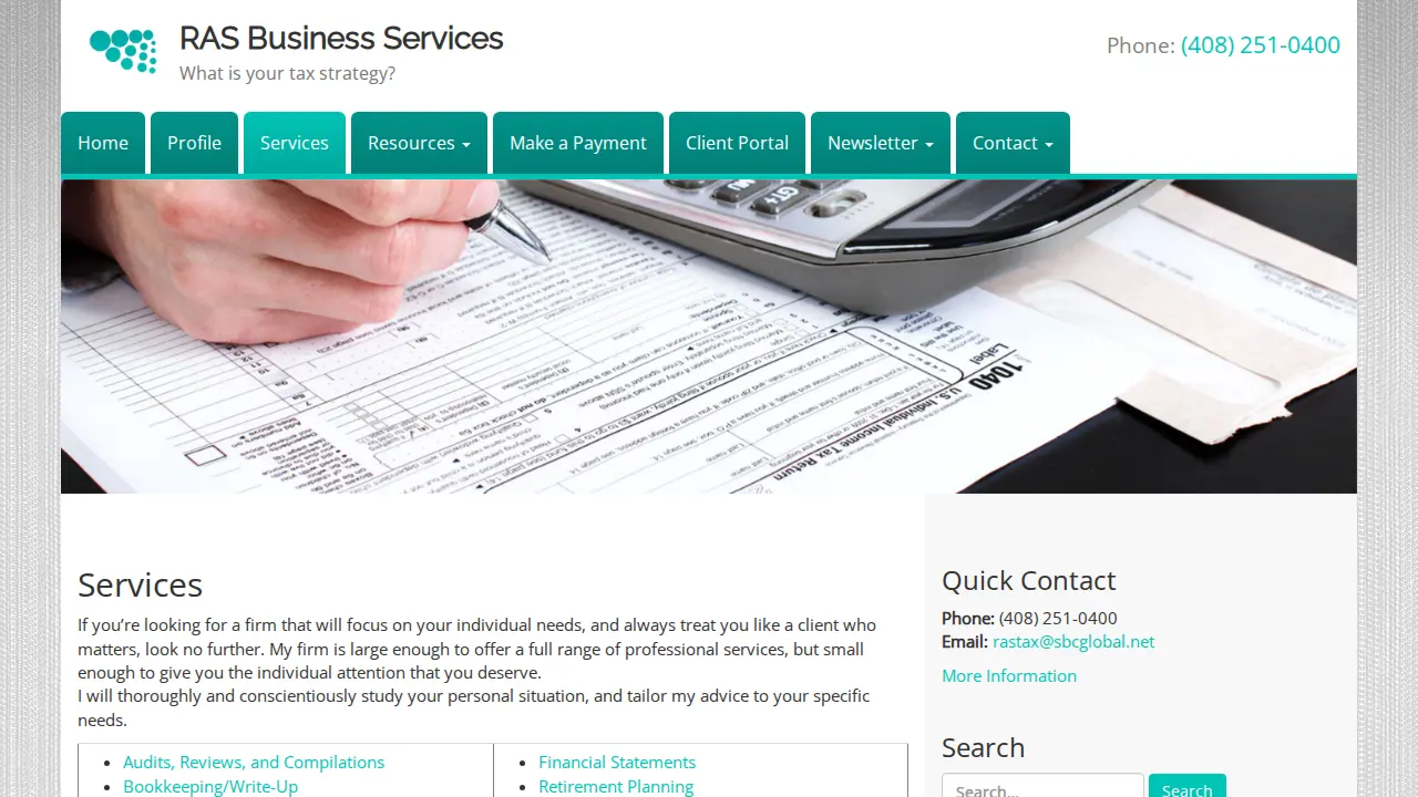 RAS Business Services page