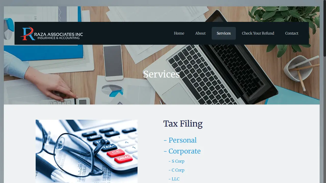 Raza Associates Inc. (Insurance & Accounting) page