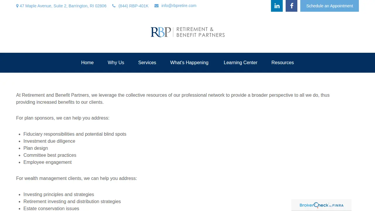 Retirement & Benefit Partners page