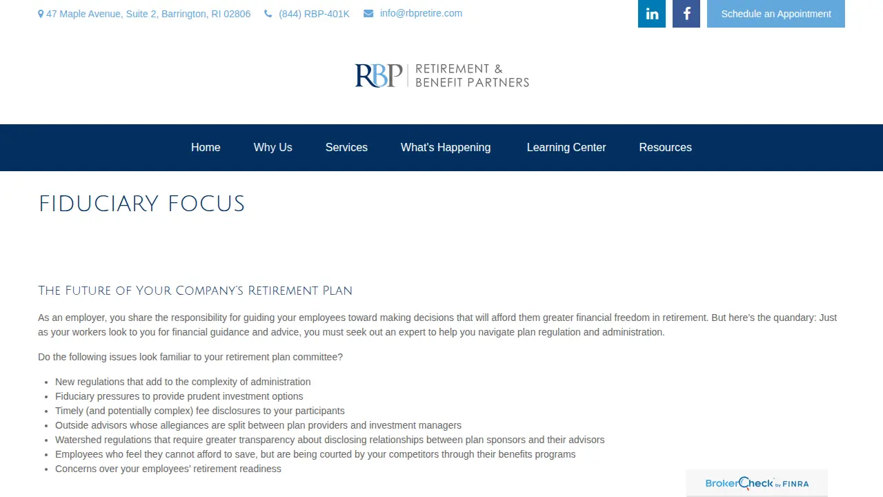 Retirement & Benefit Partners page
