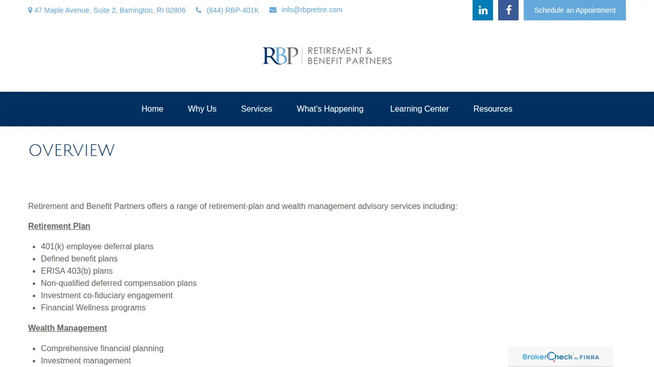 Retirement & Benefit Partners page