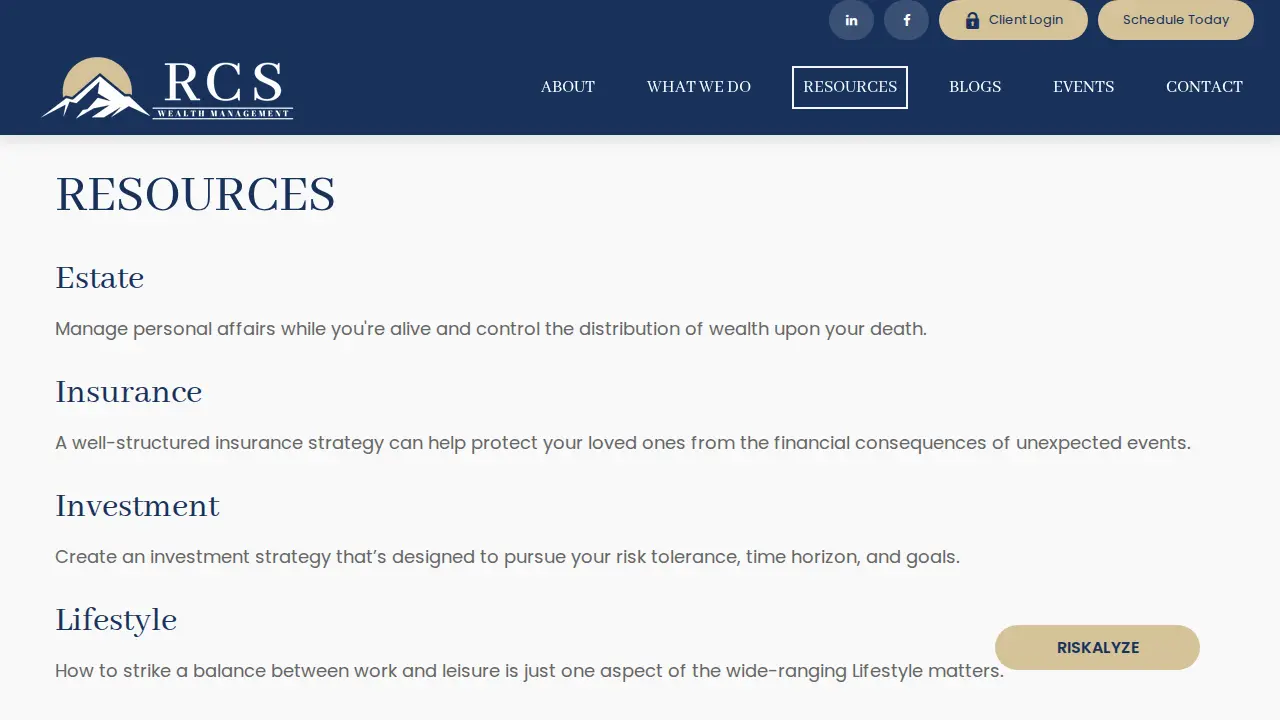 RCS Wealth Management page