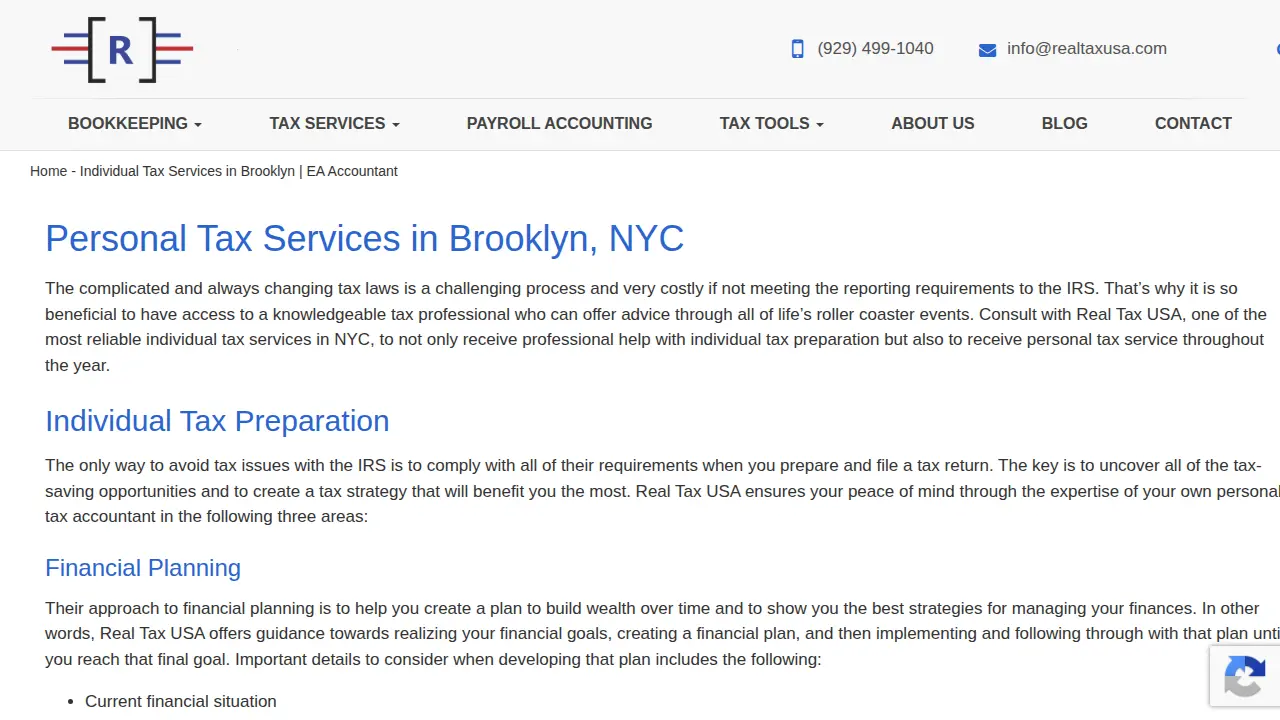 Real Tax USA- Accounting, Tax and Bookkeeping Services – Accountant in Brooklyn page