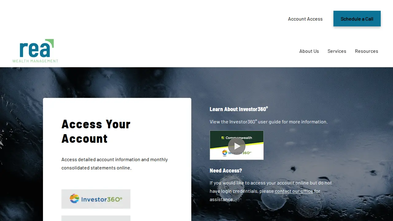 Rea Wealth Management page