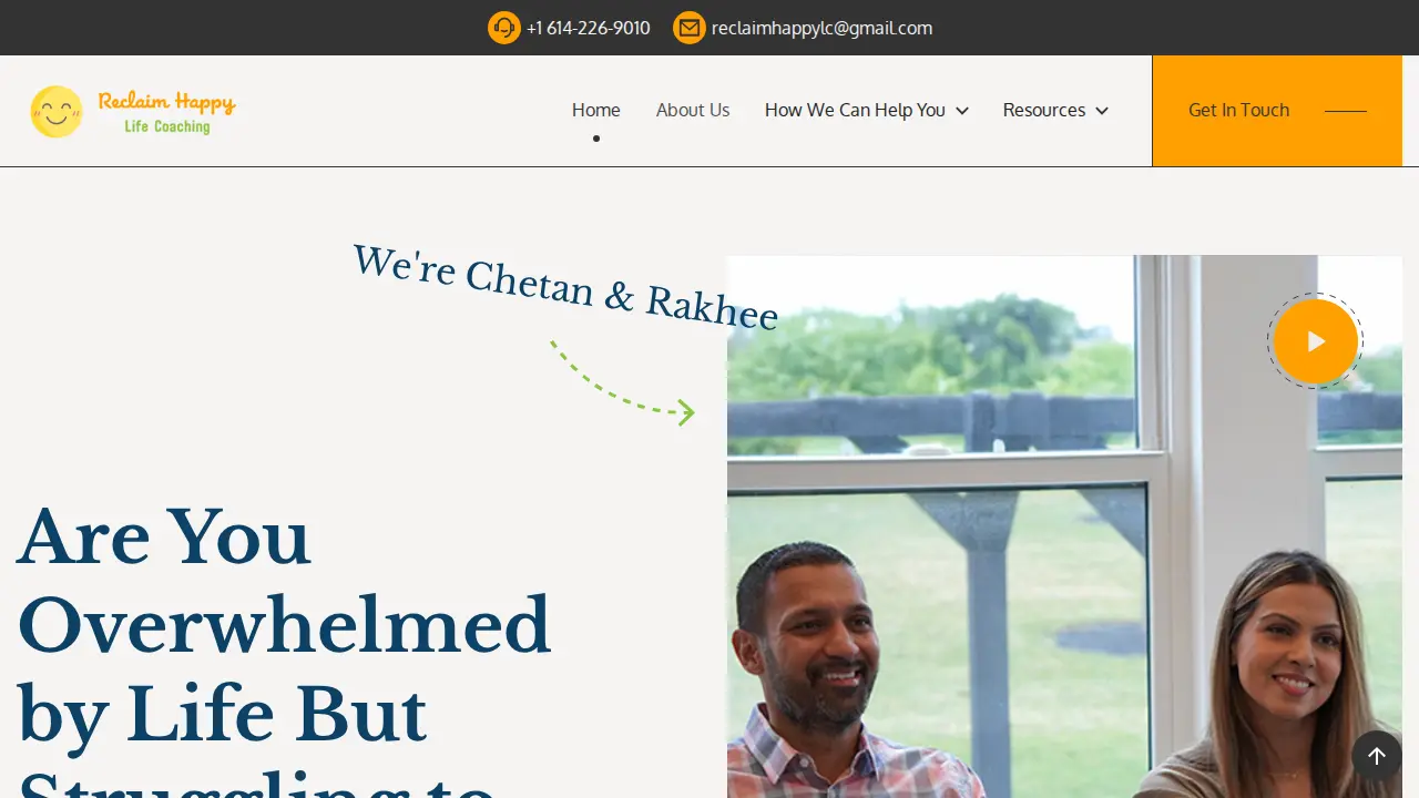 Reclaim Happy Life Coaching website