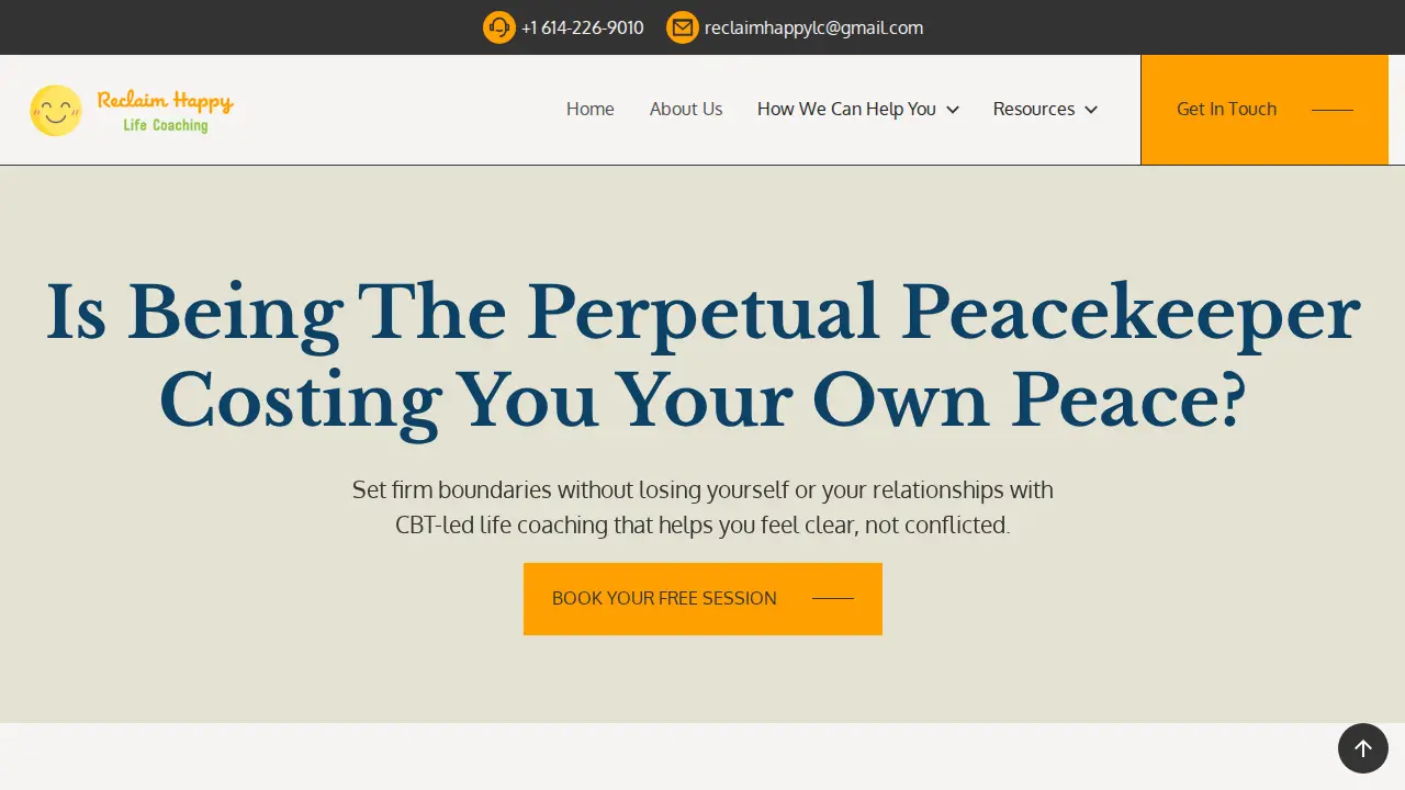 Reclaim Happy Life Coaching page