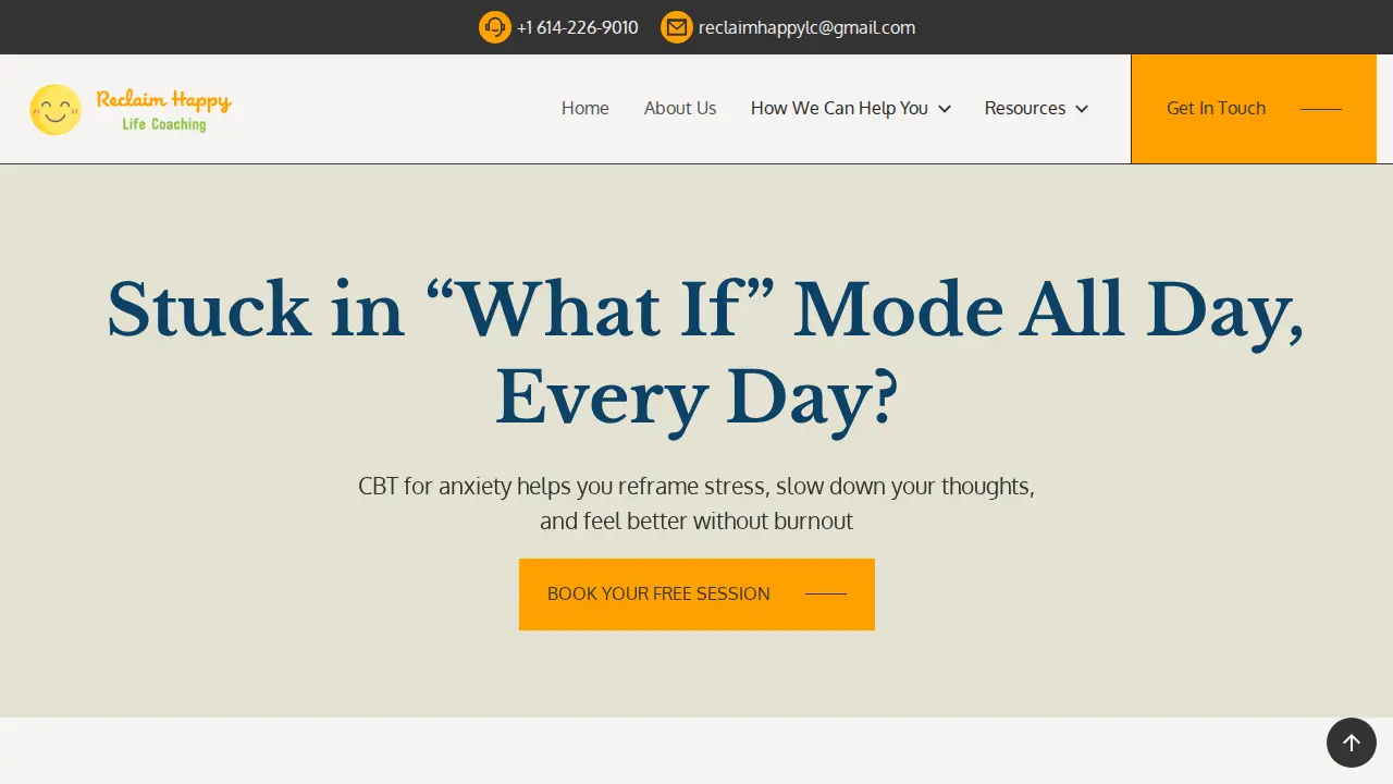 Reclaim Happy Life Coaching page