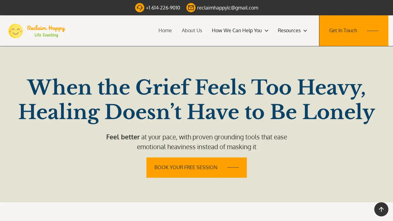 Reclaim Happy Life Coaching page