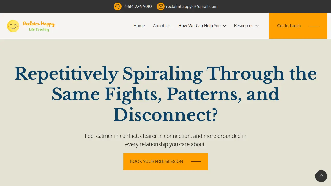 Reclaim Happy Life Coaching page