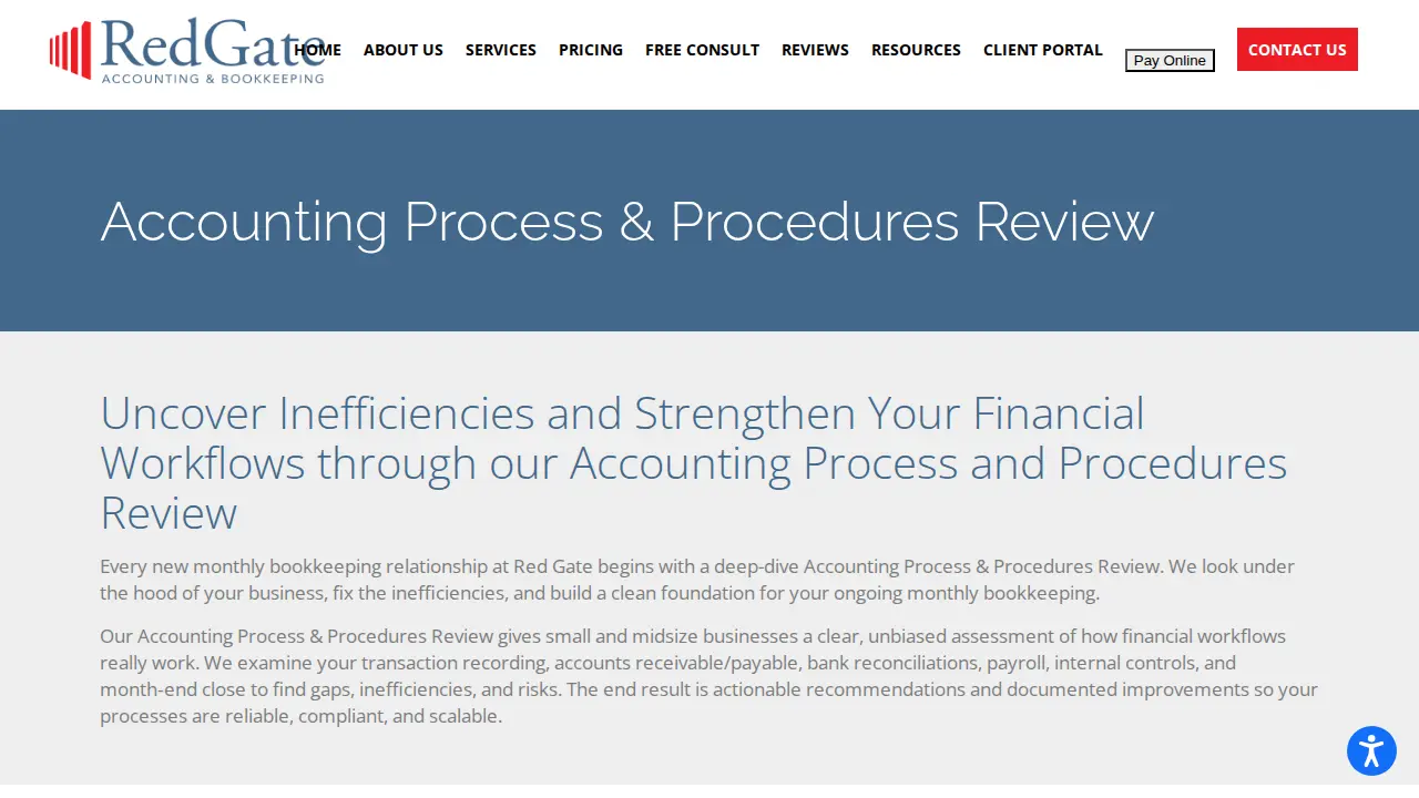 RedGate Accounting and Bookkeeping page