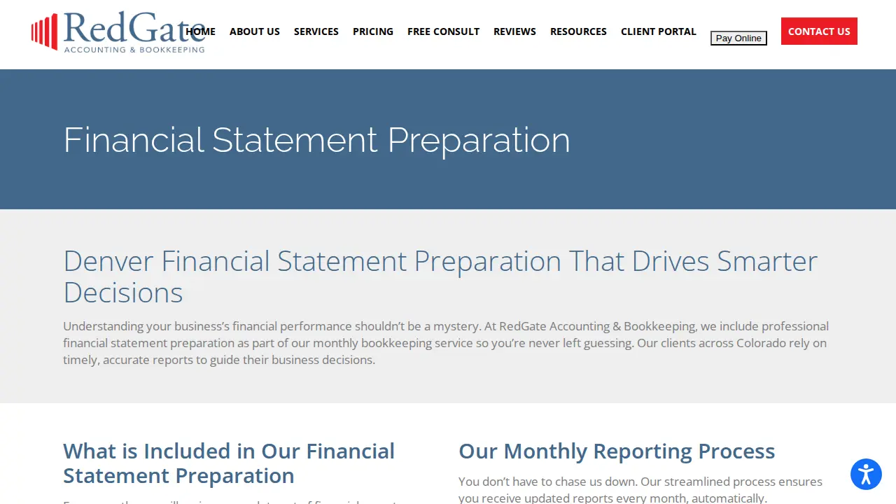 RedGate Accounting and Bookkeeping page