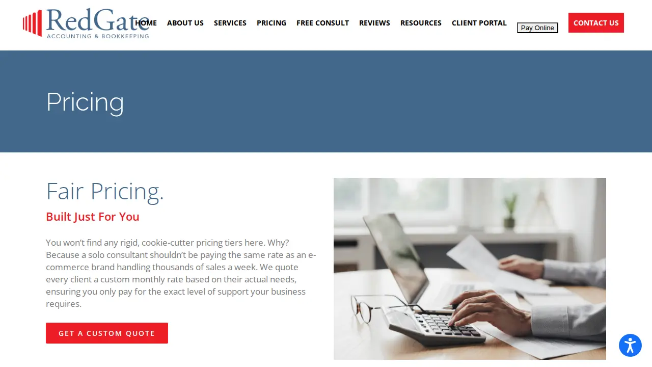RedGate Accounting and Bookkeeping page