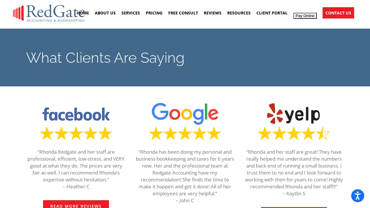 RedGate Accounting and Bookkeeping page