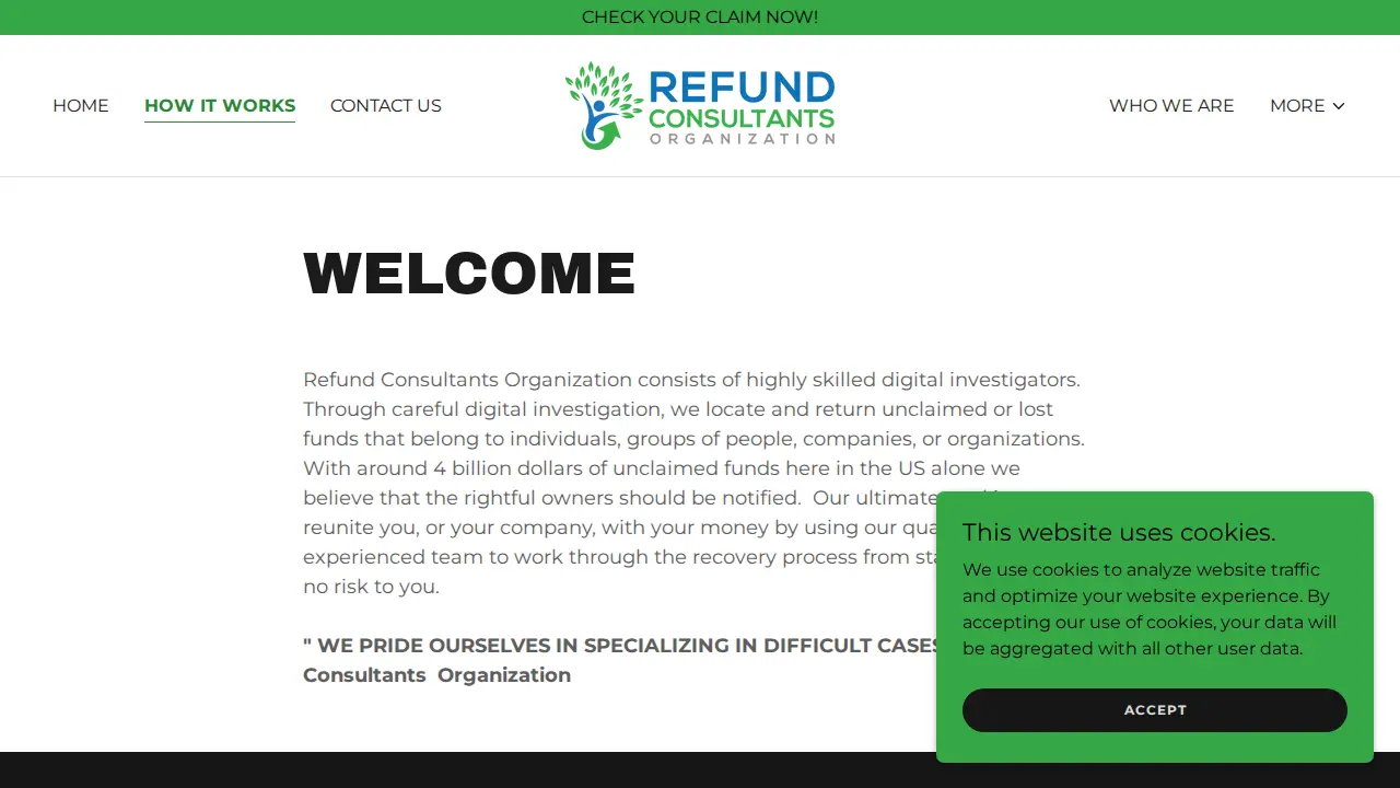 Refund Consultants Organization page