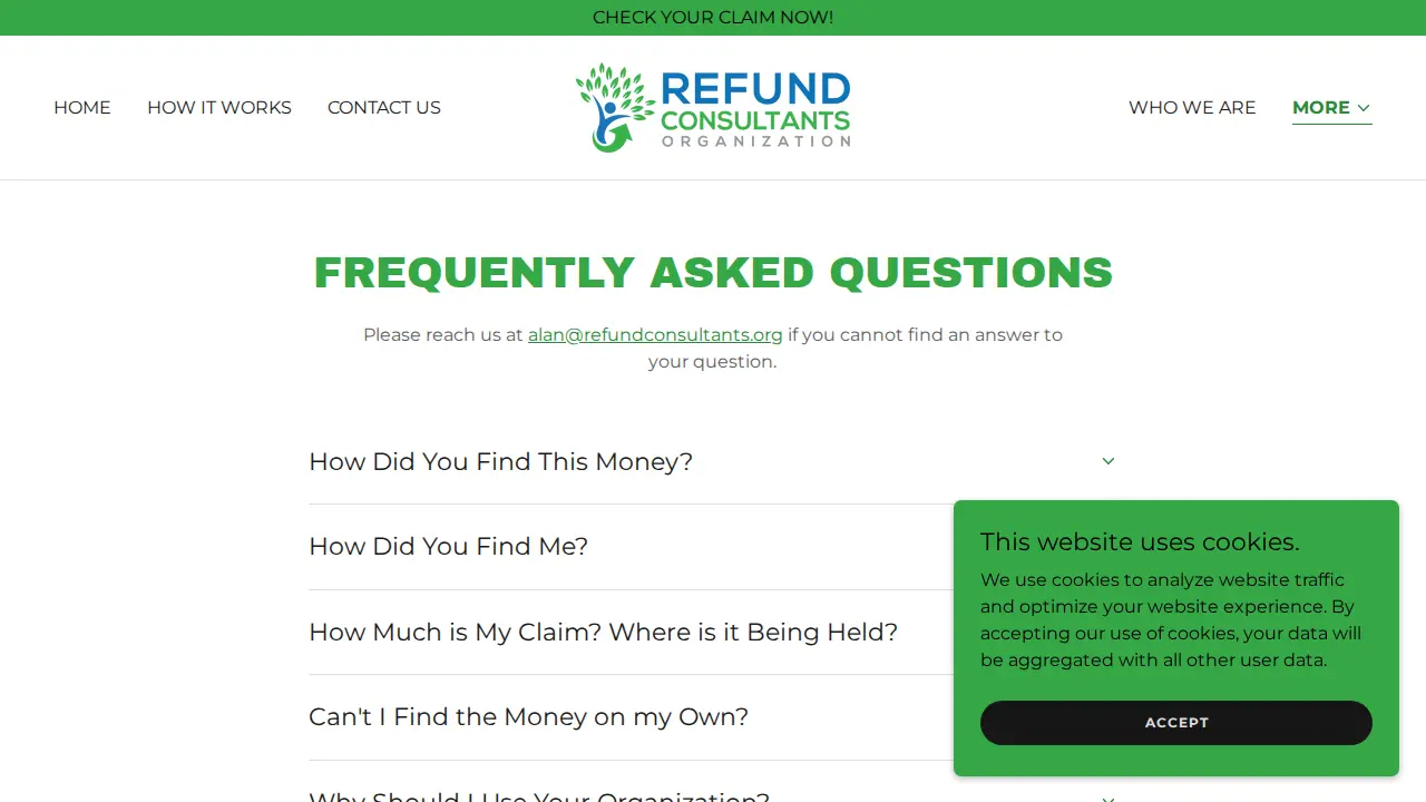 Refund Consultants Organization page