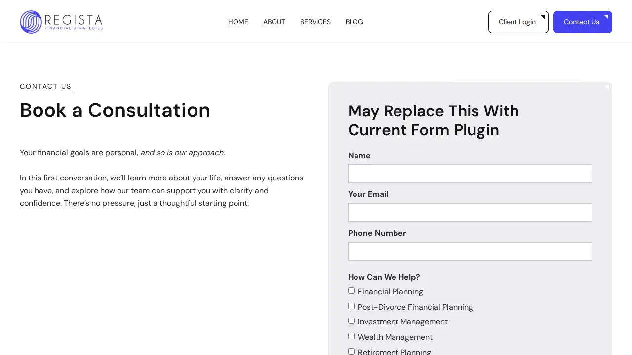 Regista Financial Strategies page