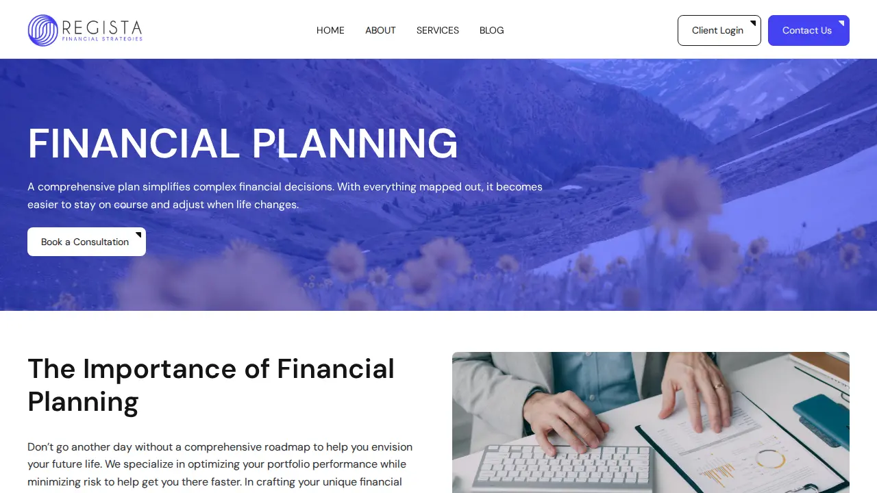 Regista Financial Strategies page