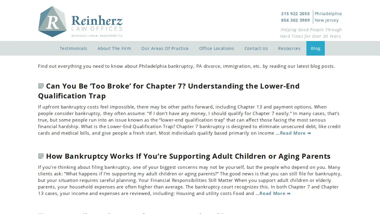 Reinherz Law Offices page