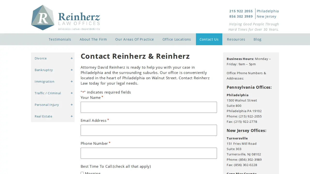 Reinherz Law Offices page