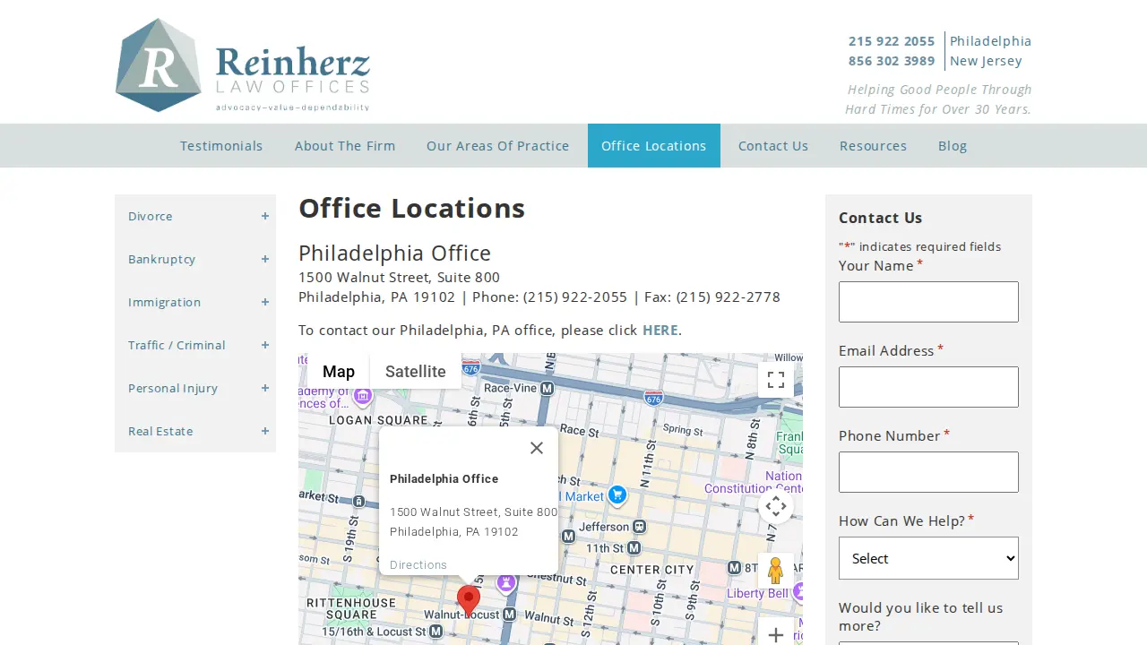 Reinherz Law Offices page