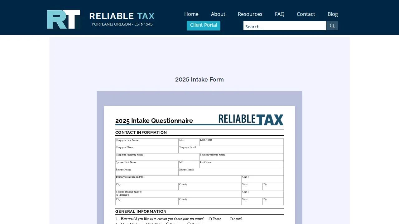 RELIABLE TAX page