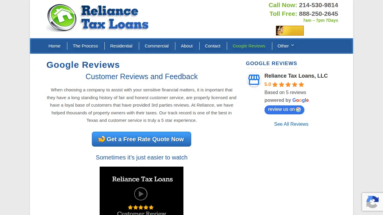 Reliance Tax Loans, LLC page