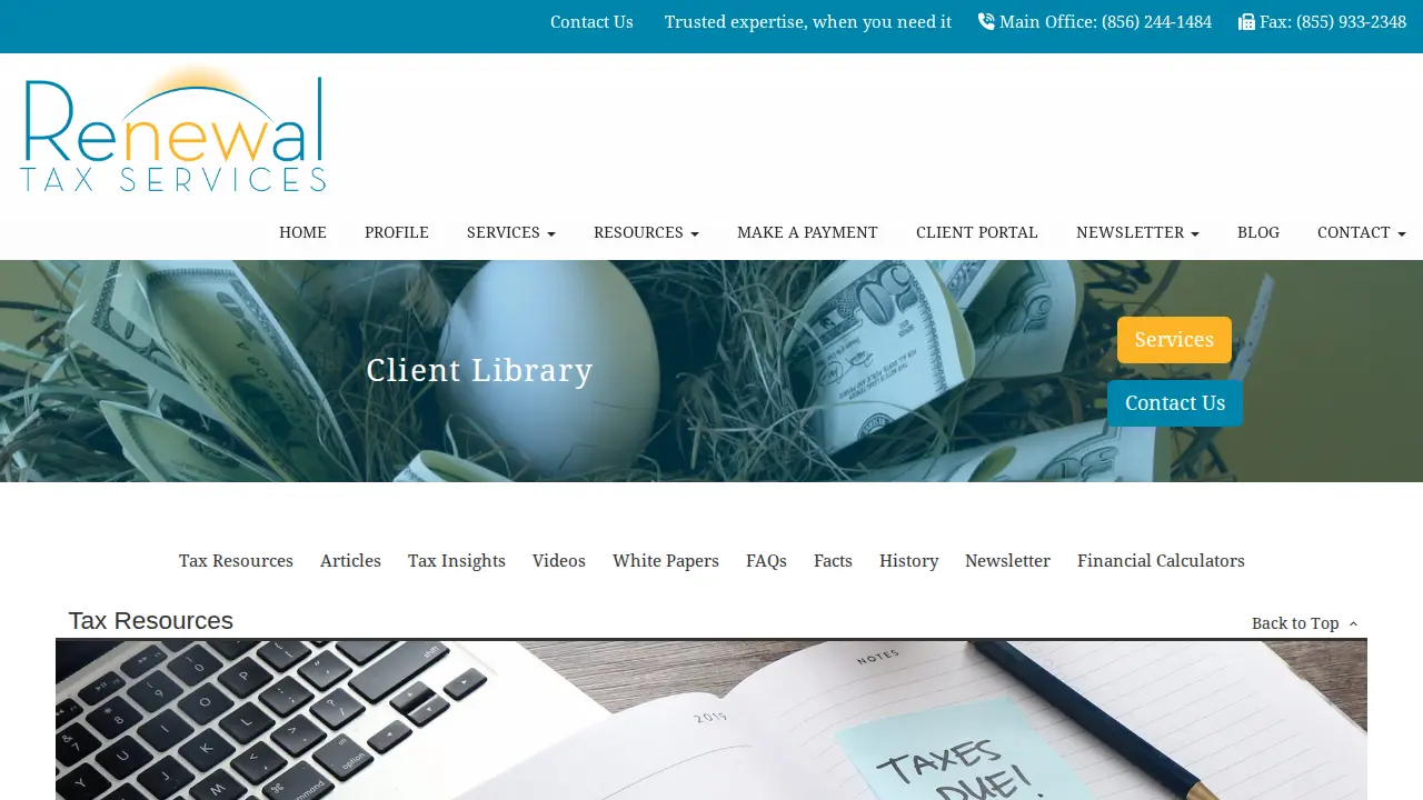 Renewal Tax Services, LLC page